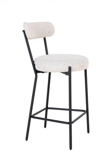 Tabouret de bar bouclette, structure métal Blanc