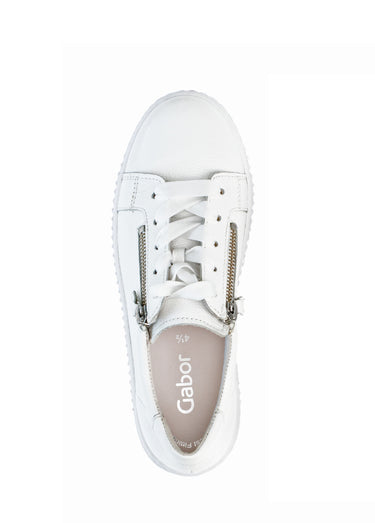 Baskets cuir avec lacets et zip, clair Blanc