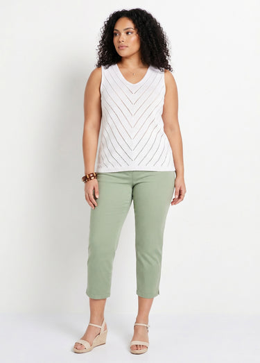 Pull débardeur fin ajouré coton Blanc