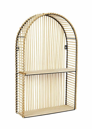 Etagère murale forme arche en rotin Marron/Noir