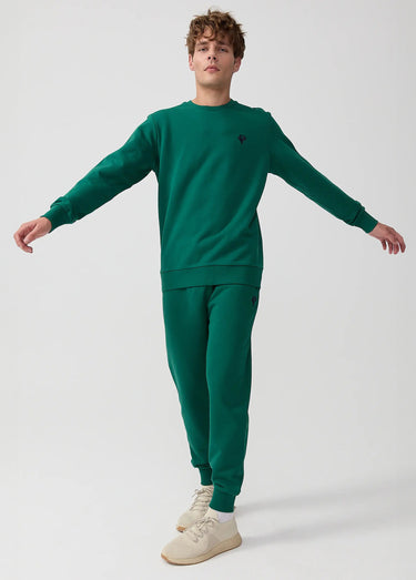 Sweat shirt en molleton avec col rond Vert Sapin