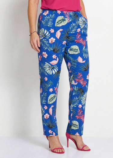 Pantalon imprimé taille élastiquée Fond Bleu Roi