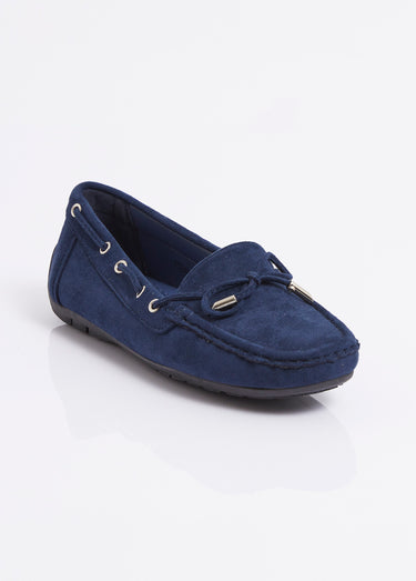 Mocassins en suédine avec œillets métal Bleu