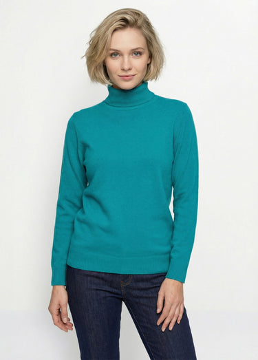Pull doux col roulé manches longues Vert