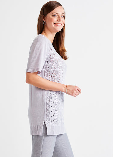 Pull-tunique long col V Argent