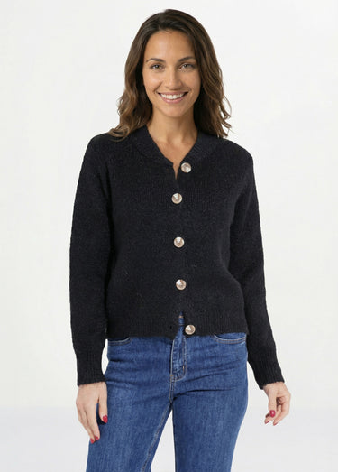 Gilet en maille col rond fantaisie Noir