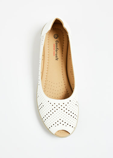 Ballerines ajourées avec bout ouvert Blanc