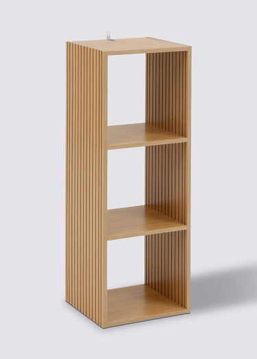 Module 3 cases avec décor bois rainuré Marron