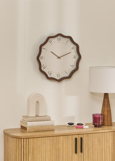 Horloge fantaisie cadre ondulé MONA Marron