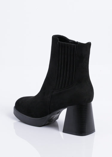 Bottines compensées suédine, talon haut Noir