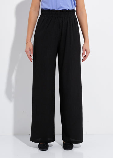 Pantalon vert large taille élastiquée maille relief Noir