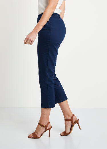 Pantacourt taille semi élastiquée satin Marine