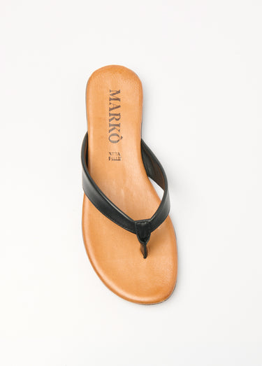 Mules entredoigts cuir façon tongs chic Noir