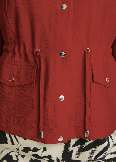 Veste saharienne sans col manches longues Terracotta