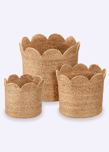 Set 3 paniers rangement en jonc de mer Marron
