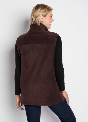Blouson zippé sans manches polaire Marron