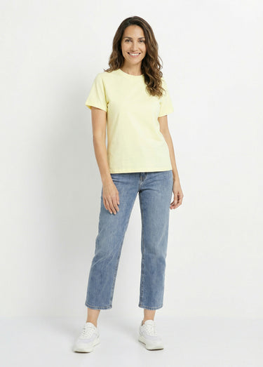 T-shirt col rond avec épaule boutonnée Jaune