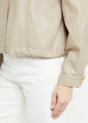 Blouson motard en simili cuir pastel Beige