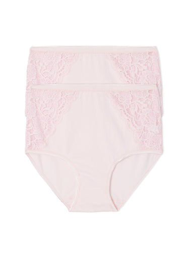 Culottes taille haute dentelle - lot de 2 Rose Lot 2