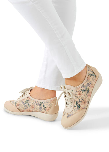 Derbies en cuir avec détails fantaisie Beige