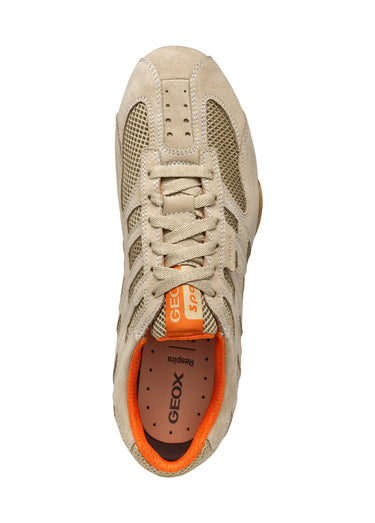 Baskets sportwear multimatières à lacets Sable