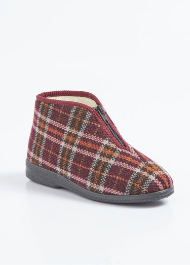 Chaussons montants zippés chauds confort Bordeaux