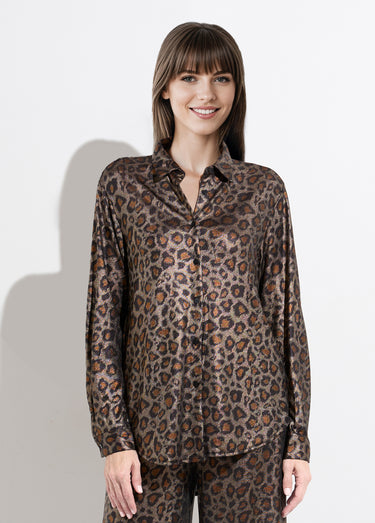 Chemise maille souple léopard métallisé Leopard