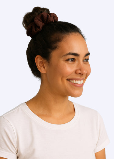 Chouchou pour cheveux, maille froissée Marron