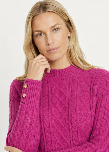 Robe-pull courte tricot uni col rond Rose