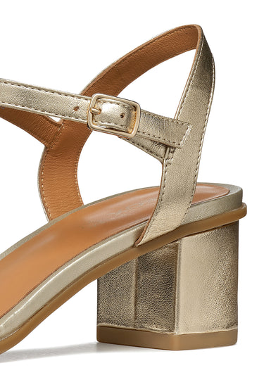 Sandales à talon large bride cheville Dore