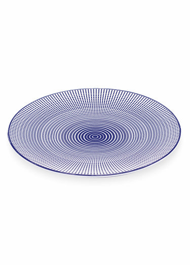Lot de 6 assiettes à dessert porcelaine Eda Bleu / Blanc
