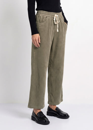 Pantalon élastique velours grosses cotes Kaki