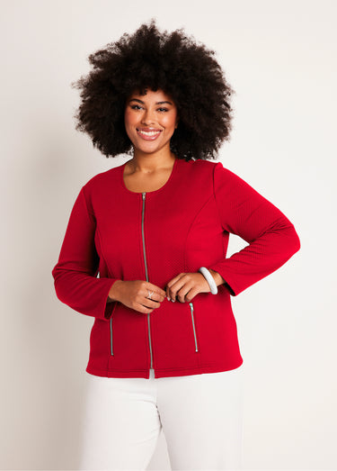 Veste cintrée sans col Rouge