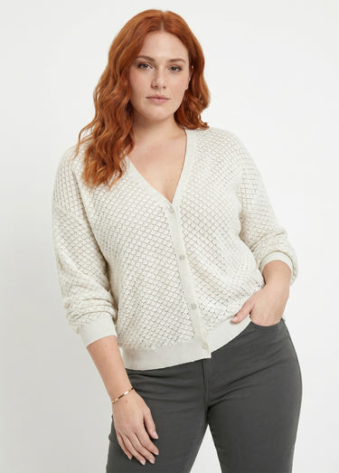 Gilet court boutonné col V manches longues Beige Dore