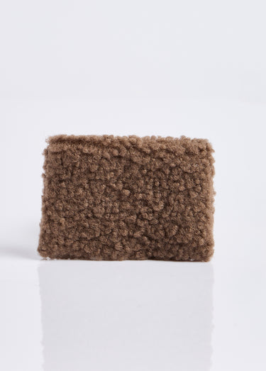 Pochette porte monnaie, fourrure sherpa Taupe