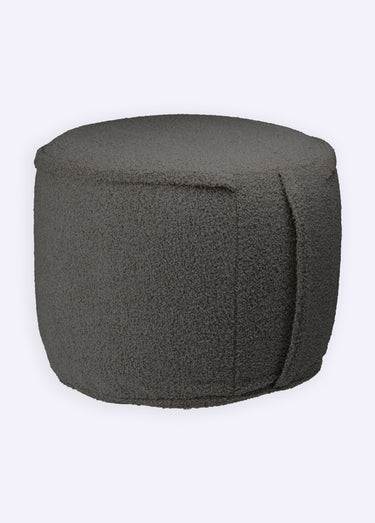 Pouf déco gonflable rond, aspect laineux Gris