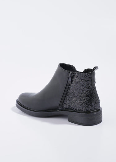 Boots Chelsea, détail paillettes talon Noir
