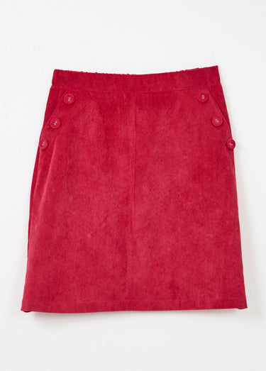 Jupe droite courte velours milleraies Rouge