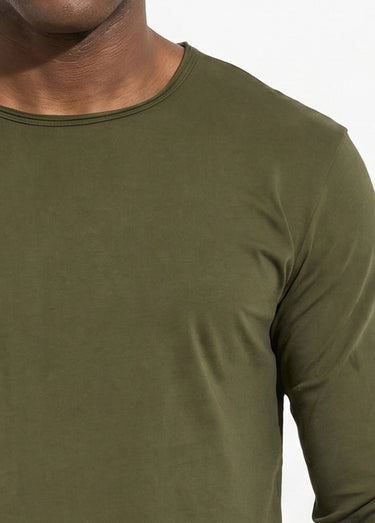 T-shirt col rond détails aspect brut Vert