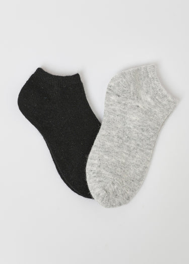 Lot de 2 Socquettes basses avec laine, chaudes Gris