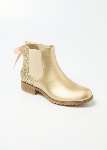 Boots Chelsea talon fantaisie avec nœud Dore