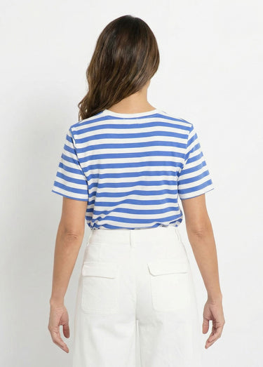 T-shirt marinière en coton stretch Bleu vif/blanc