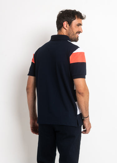 Polo manches courtes rayures contrastées Raye Saumon