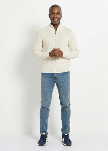 Gilet zippé en maille avec col montant Blanc