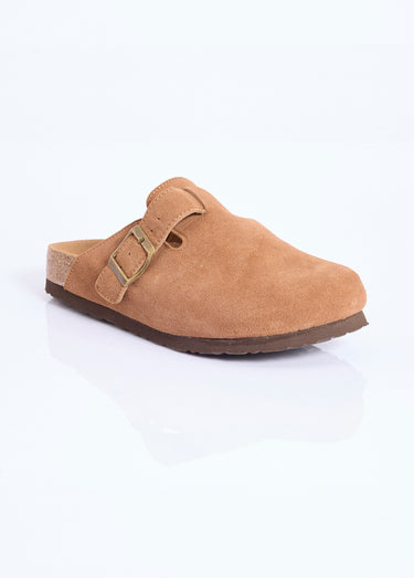 Mules sabots anatomiques en suédine Camel