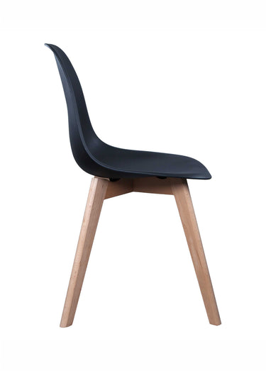 Set 4 Chaises assise coque foncée, pieds compas Noir
