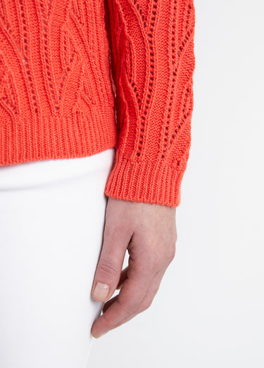 Gilet court boutonné ajouré Orange