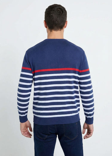 Pull rayé col rond jersey coton Raye Blanc