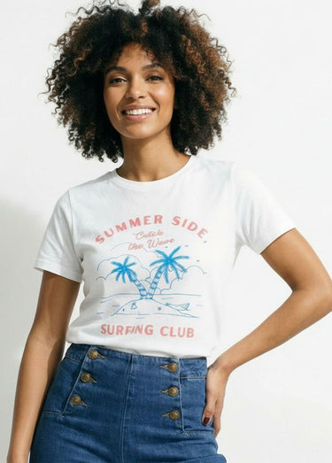 T-shirt blanc, sérigraphie Surfing Club Blanc