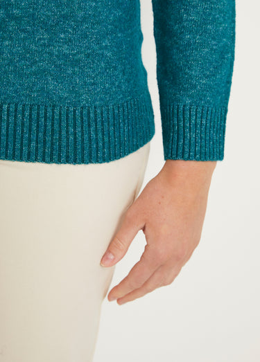 Pull chiné court col rond avec laine Canard